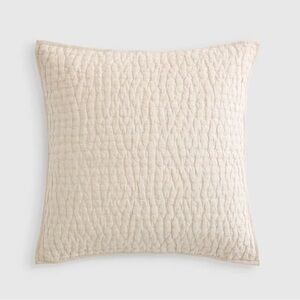 NWOT QUINCE European Linen Cotton Stitch Quilted Euro Sham Natural 6040
